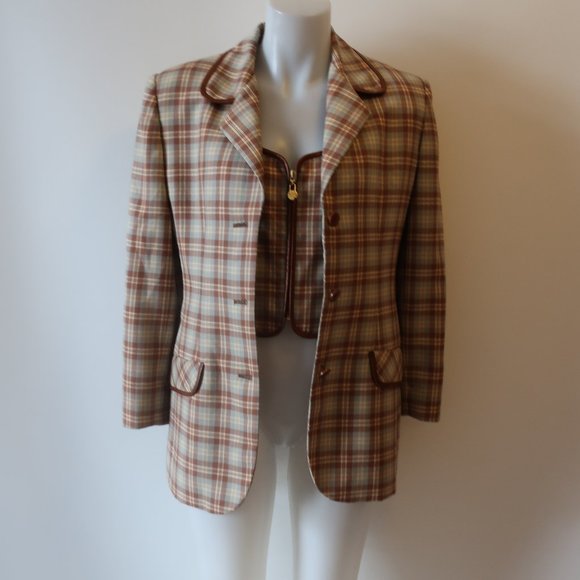 BURBERRY PLAID WOOL 2 PC SET VEST & JACKET 4 *